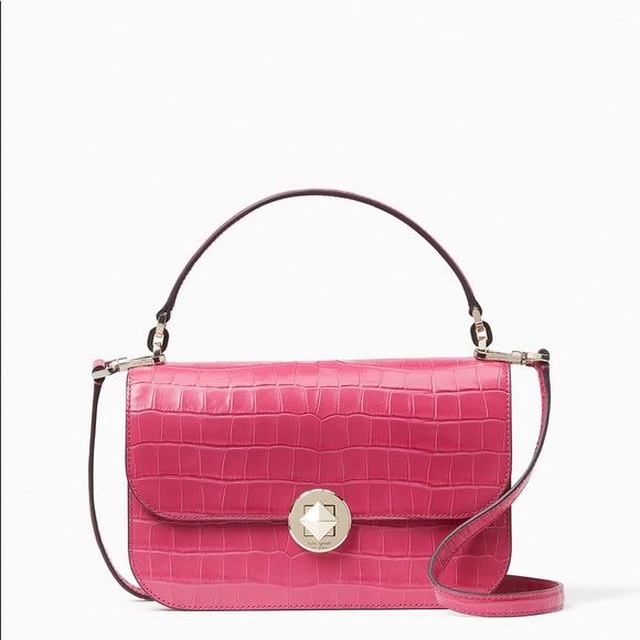 kate spade Handbags - ♠️Kate Spade Audrey Croc Embossed Leather Flap Crossbody Satchel Bag, Pink NWT